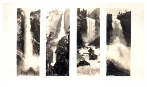 Split View Bridal Veil Nevada Waterfalls Yosemite RPPC Postcard