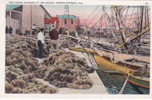 Florida Tarpon Springs Unloading Sponges At The Docks