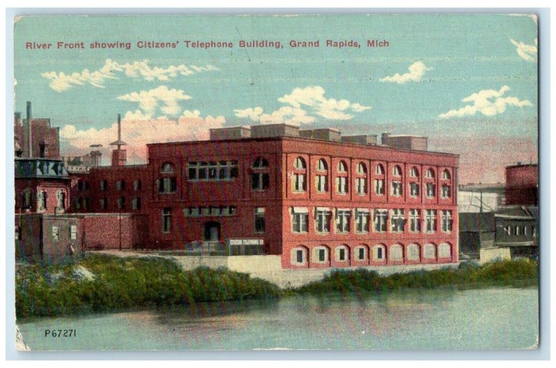 1916 River Front Citizens Telephone Building Grand Rapids Michigan MI Postcard