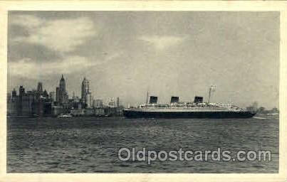 French Line SS Normandie, New York City Background Steamer Ship Unused 