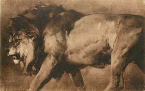 c1910 Sepia Postcard; Study of a Male Lion by Landseer, Unposted Nice