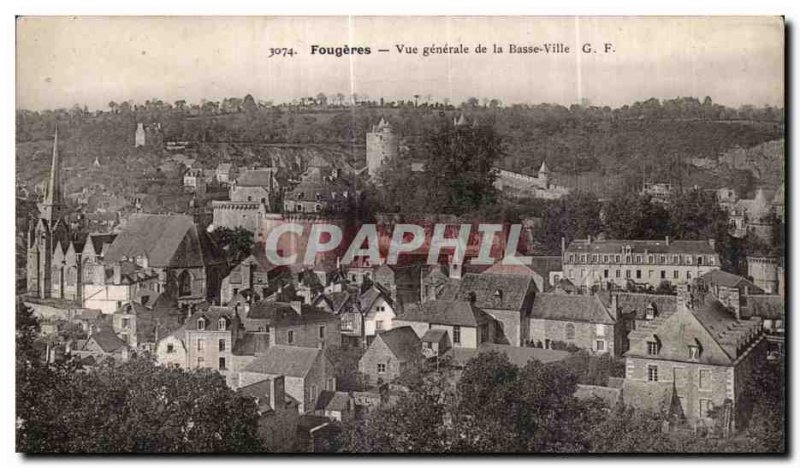 Old Postcard Fougeres General view of Lower Town