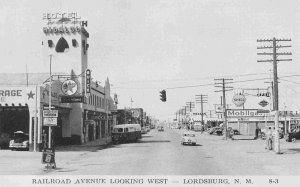 Railroad Avenue Gas Stations Mobil Shell Texaco Lordsburg New Mexico postcard