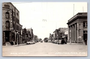 J90/ Pipestone Minnesota RPPC Postcard c40-50s Main Street Stores 577