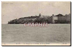 Old Postcard Blaye ramparts of the citadel side of the Gironde