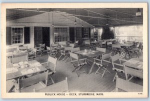 Sturbridge Massachusetts Postcard Publick House Deck Interior View 1948 Vintage