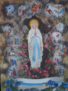 Religion MARY VIRGIN OF LOURDES (B) c1960s Holographic Postcard by Asahi Kigyo