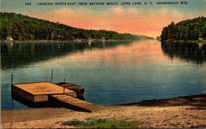 New York Adirondacks Long Lake Looking Northeast From Bathing Beach