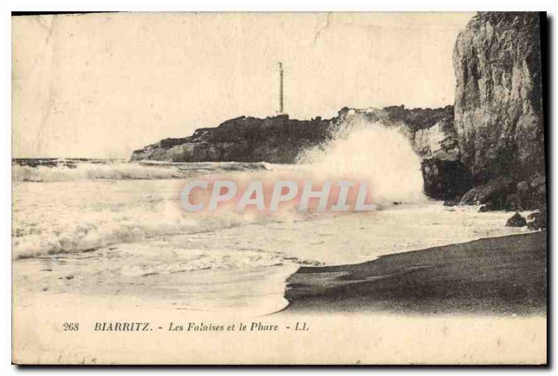 Old Postcard Biarritz Cliffs and Lighthouse
