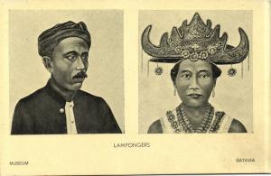 indonesia, SUMATRA, Native Lampung Lampong Types (1930s) Batavia Museum Postcard