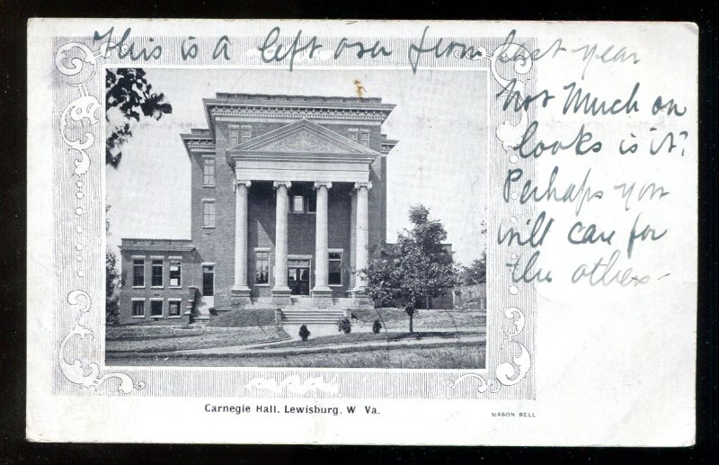 dc242 - LEWISBURG W.Va Carnegie Hall, ca 1903