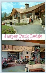 JASPER PARK LODGE, Alberta Canada ~ Interior Exterior LOUNGE c1960s  Postcard