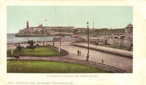 cuba, HAVANA, El Malecón e Castillo del Morro 1902 Private Mailing Card Postcard