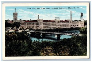 Elgin Illinois Postcard West And Front Wing Elgin National Watch Company c1940's