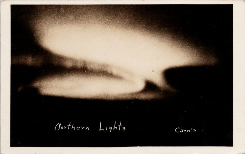 Northern Lights Alaska US Censorship c1942 Cann's Real Photo Postcard G56