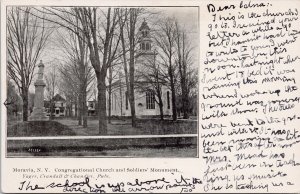 Moravia NY Congressional Church Soldiers Monument New York Kelley Postcard H48