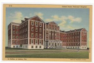 Veterans Hospital Lisbon Dallas Texas linen postcard