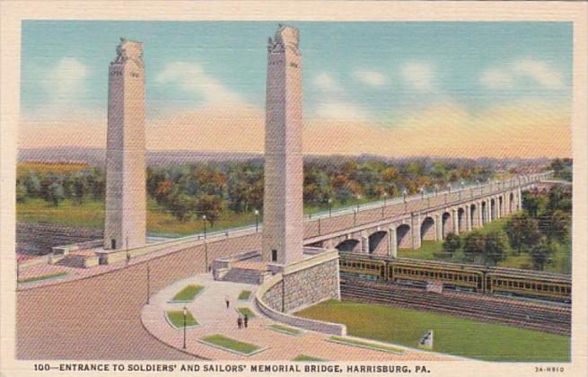 Pennsylvania Harrisburg Entrance To Soldiers and Sailors Bridge Curteich