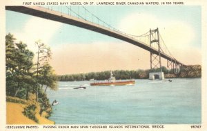 Vintage Postcard 1920's First US Navy Vessel St. Lawrence Thousand Islands NY