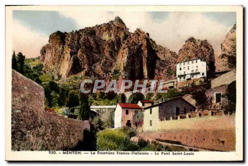 Menton Old Postcard Frontiere Franco's Italian the Pont Saint-Louis