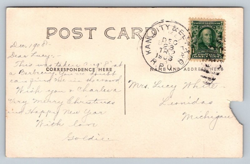 RPPC  1908   Large Group Barbeque  KC & El Paso Railroad RPO  Postcard