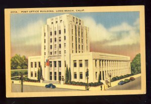 Long Beach, California/CA Postcard, US Post Office Building, Old 1940's Cars