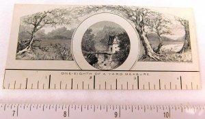 Lovely Steel Engraved One-Eight of A Yard Measure Mill Scene Victorian Card F49