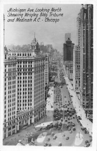 H13/ Chicago Illinois RPPC Postcard c40s Michigan Ave Wrigley Building Medinah