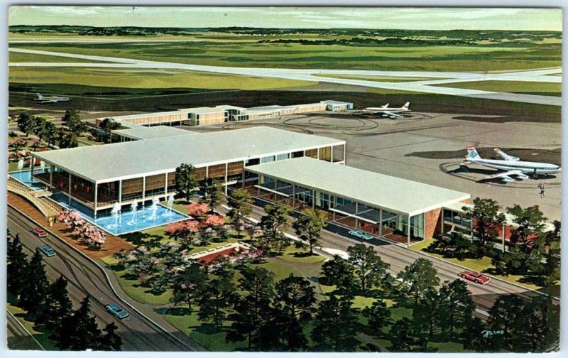 TULSA MUNICIPAL AIRPORT, Oklahoma OK   New TERMINAL BUILDING 1963  Postcard