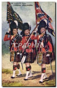 Old Postcard Militaria The Queen's own Cameron Highlanders The colors