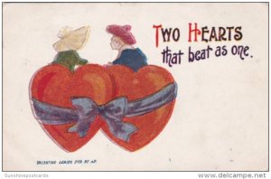 Valentine's Day Sunbonnet Girl and Boy Two Hearts That Beat As One 1906