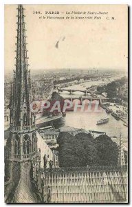 Old Postcard Paris La Fleche Notre Dame and the Panorama of the Seine east coast