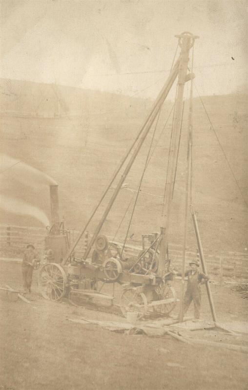 WELL DIGGERS w/ EQUIPMENT ANTIQUE REAL PHOTO POSTCARD RPPC