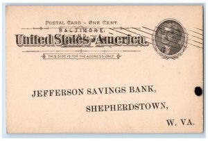 1898 Drovers and Mechanics National Bank of Baltimore Maryland MD Postcard