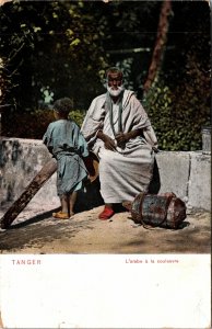 VINTAGE POSTCARD TANGIER (MOROCCO) NORTH AFRICA OLD MAN AND GIRL MAILED 1912
