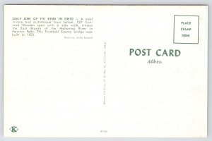 Newton Falls Ohio~Trumbull County Covered Bridge~Mahoning~1950s Postcard