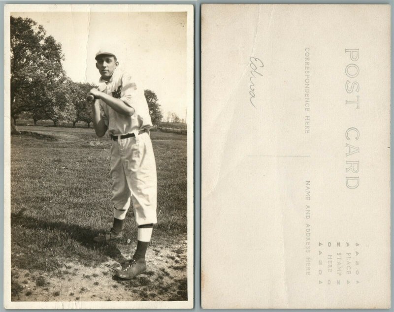 BASEBALL PLAYER ANTIQUE REAL PHOTO POSTCARD RPPC