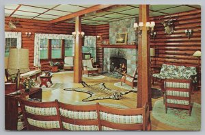 Winter Wisconsin~Interior Barker Lake Lodge & Golf Course~Tiger Skin Rug~1950s