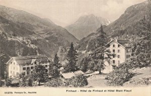 FINHAUT SWITZERLAND~HOTEL de FINHAUT et HOTEL MONT FLEURI~1910s PHOTO POSTCARD