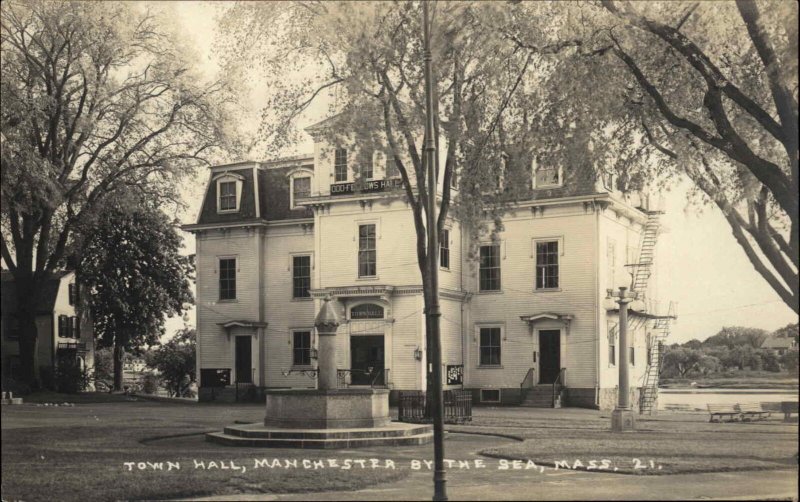 Manchester-by-the-Sea Massachusetts MA Town Hall Real Photo Vintage Postcard