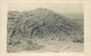 1911 Lone Wolf Oklahoma Rock Formation People RPPC Photo Postcard 342