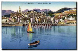 Menton - Vur taking the Mole Old Postcard