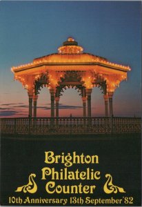 Sussex Postcard - Brighton Philatelic Counter, The Birdcage Bandstand   RR17956