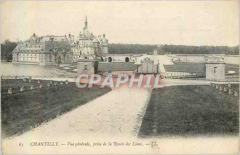 Postcard Old Chantillly Vue Generale taking the Lions Road