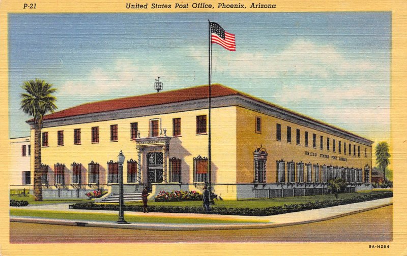 United States Post Office, Phoenix, Arizona, Early Postcard, Unused