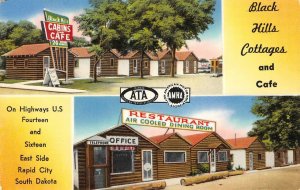 BLACK HILLS COTTAGES & CAFE Rapid City, SD Roadside Motel 1950s Vintage Postcard