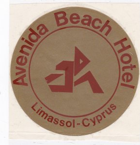 Cyprus Limassol Avenida Beach Hotel Vintage Luggage Label sk3316