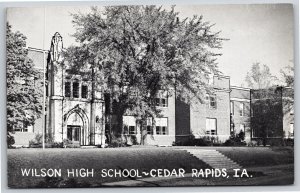 Cedar Rapids Iowa~Wilson High School B&W~Vintage Postcard