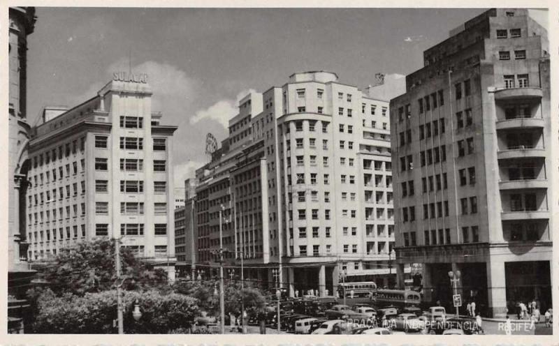 Recife Brazil Praca da Independencia Street Scene Real Photo Postcard J67789