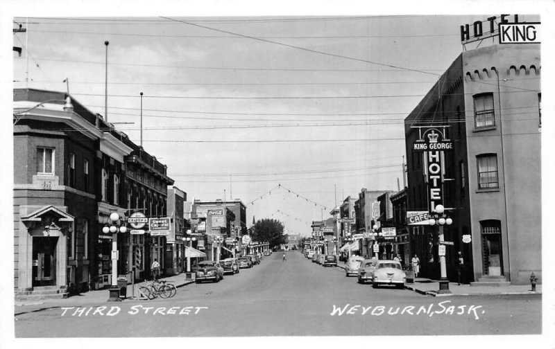 Weyburn Saskatchewan Canada Third Street Real Photo Vintage Postcard AA59616